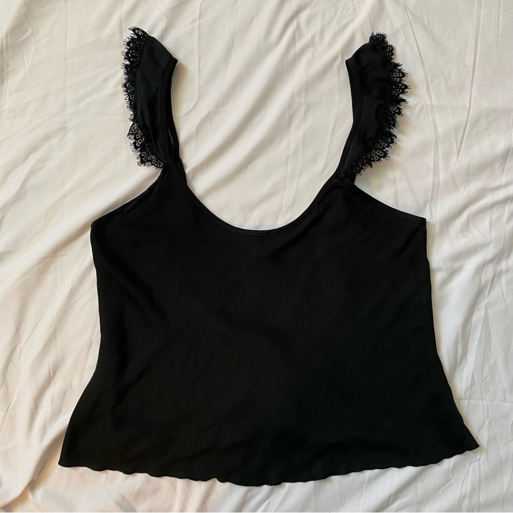 NWOT Free People Black Lace Trimmed Gothic Fairycore Babydoll Top - Picture 3 of 9